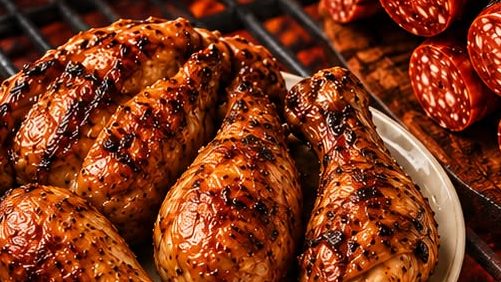 Pollo asado al carbón de Pollos Castillo, servido en plato.